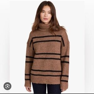 Line & Dot Veronica Striped Turtleneck Sweater – Brown / Black – Size M